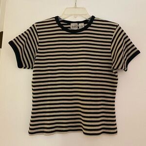 Jason Maxwell Black and Cream Striped Top